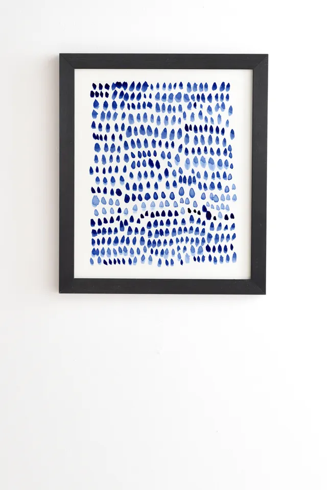 Painted Dots Blue by Iris Lehnhardt - Framed Wall Art Basic Black 12" x 12"