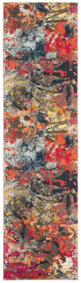 Arlo Home Woven Area Rug, MNC258M, Blue/Orange,  2' 2" X 8'