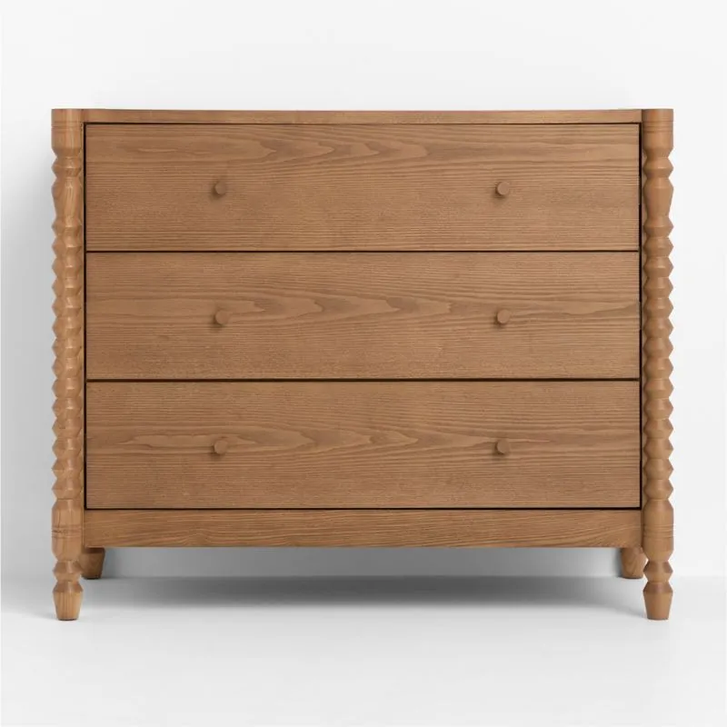 Jack 39" Hazelnut Ash Wood Narrow 3-Drawer Kids Dresser