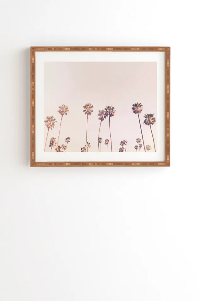 Sunny Cali Palm Trees by Sisi and Seb - Framed Wall Art Bamboo 12" x 12"
