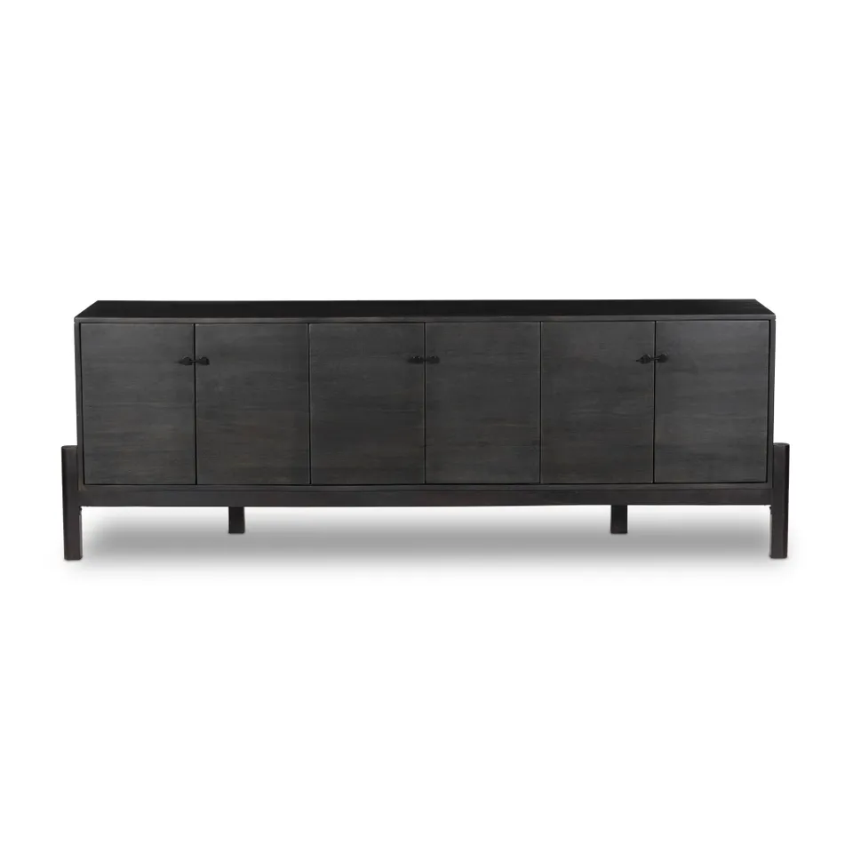 Reza Media Console - Worn Black Parawood