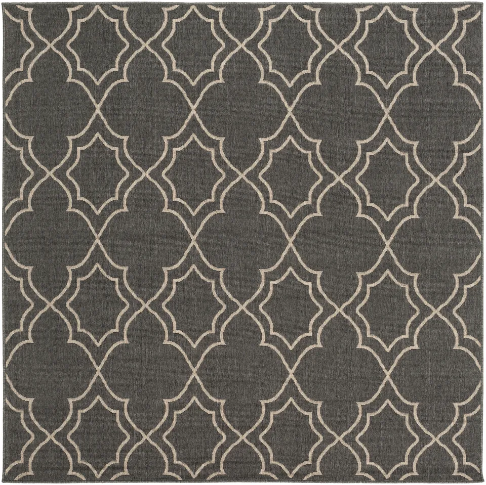 Alfresco Black Outdoor 7'3" x 7'3" Machine Woven Rug