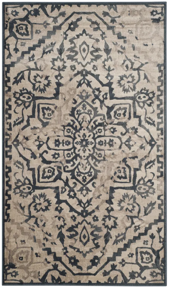 Arlo Home Woven Area Rug, VTG135-7340, Cream/Blue,  4' X 5' 7"