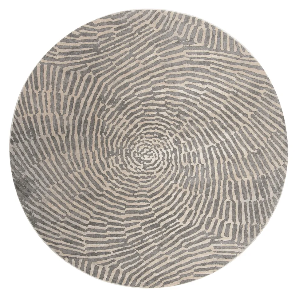 Arlo Home Woven Area Rug, MDW343E, Taupe,  6' 7" X 6' 7" Round