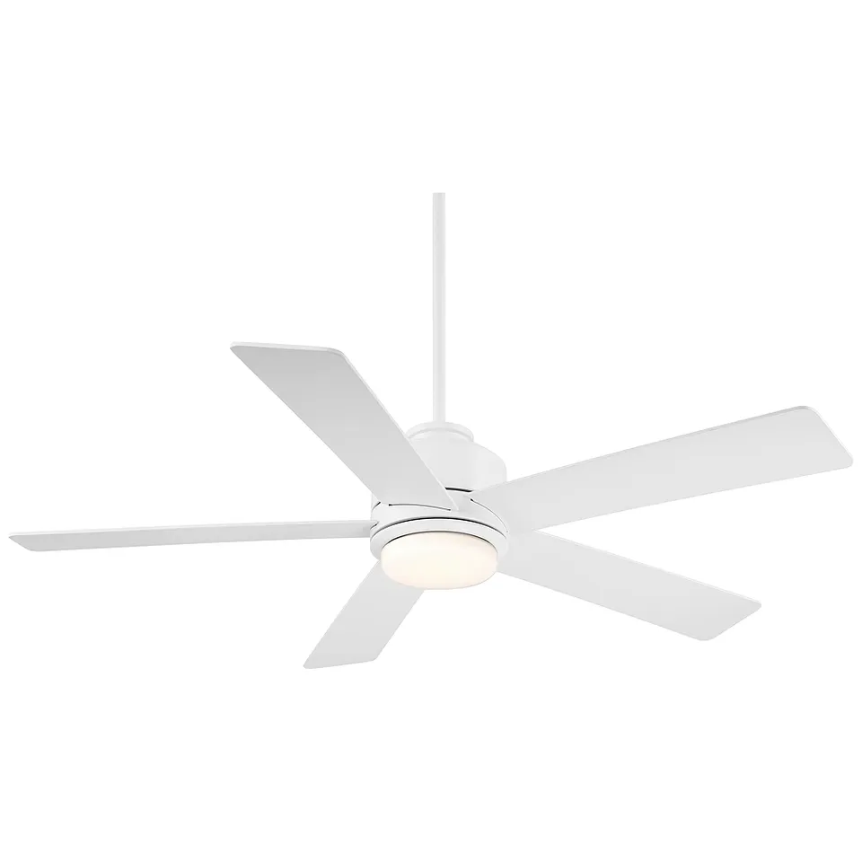 52" Casa Vieja Grand Palm Matte White LED Damp Rated Fan with Remote