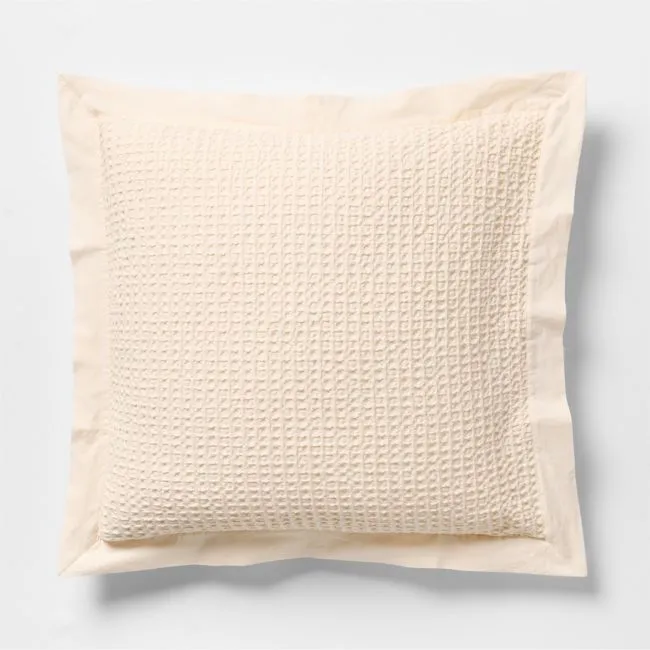 Organic Cotton Waffle Undyed Euro Bed Pillow Sham