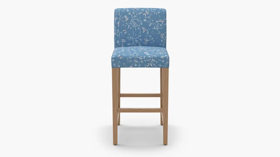 Signature Dining Bar Stool, Blue Mariposa, Natural Square Tapered Leg