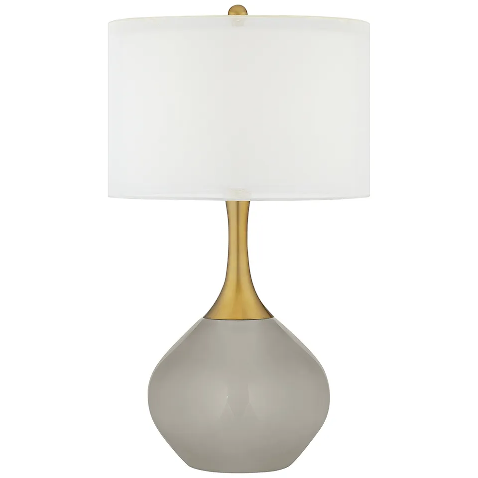 Color Plus Nickki Brass 30 1/2" High Modern Requisite Gray Table Lamp