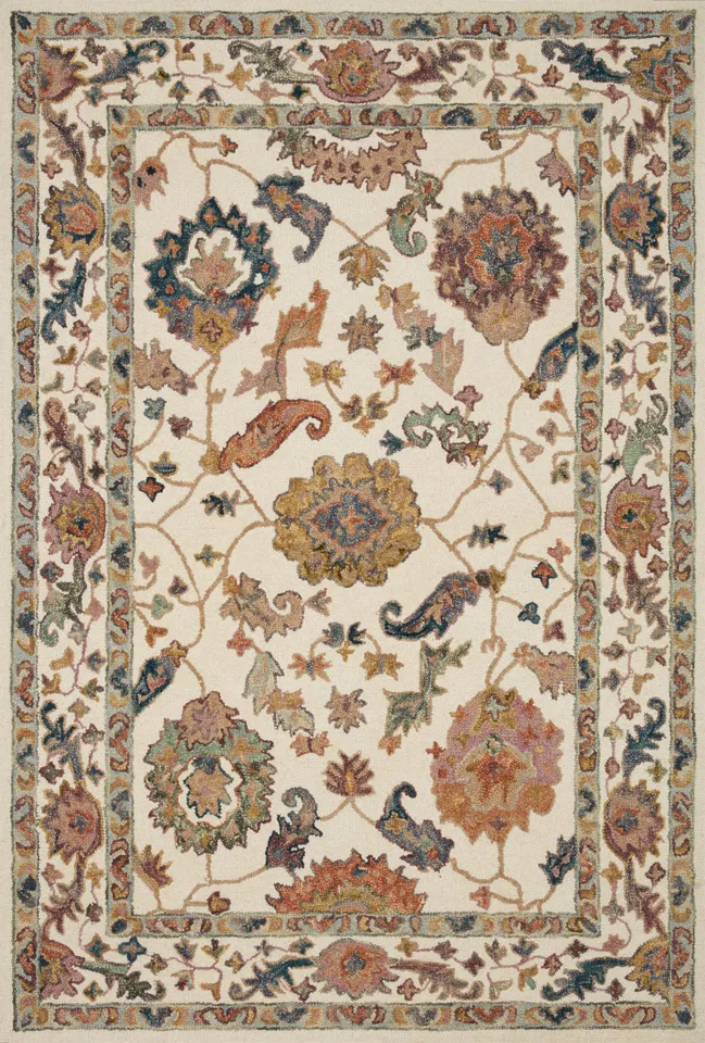 Loloi Padma White / Multi 3'-0" x 3'-0" Round