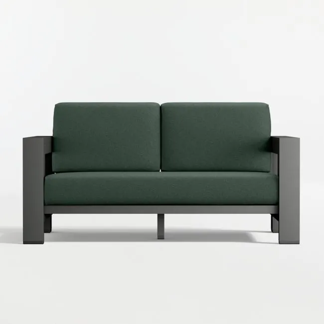 Walker 63" Metal Outdoor Loveseat with Cast Ivy Sunbrella ® Cushions