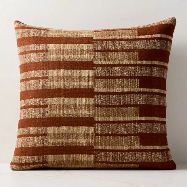 Talita Sienna Brown Wool And Silk Throw Pillow Cover 23"x23"