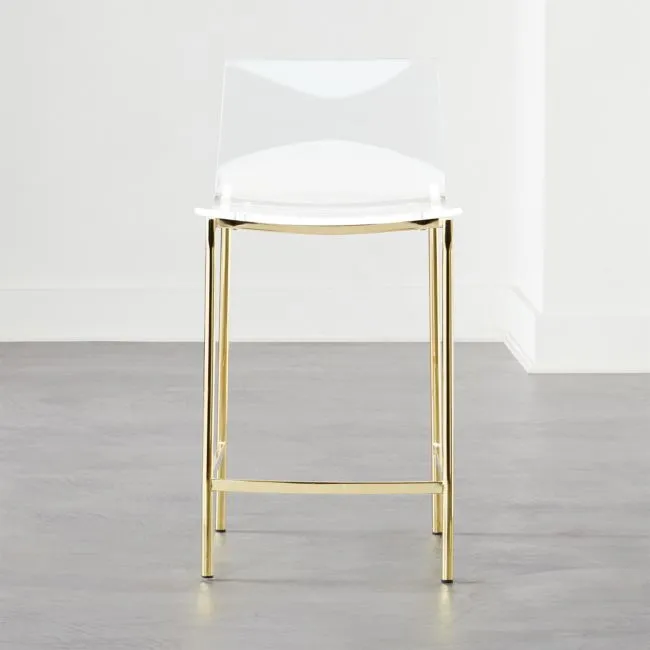 Chiaro Clear Acrylic Counter Stools with Gold Legs Set of 2