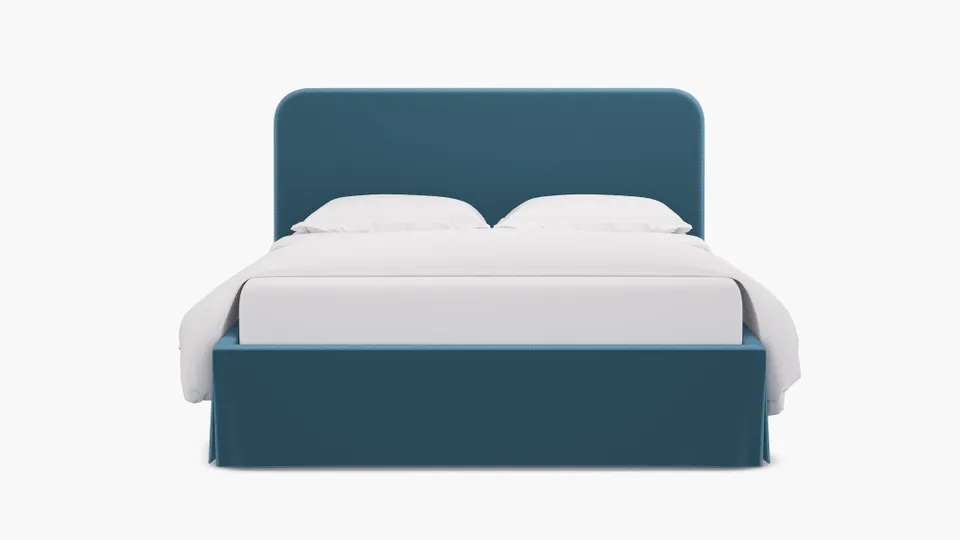 Skirted Platform Bed, French Performance Plush Velvet, Full