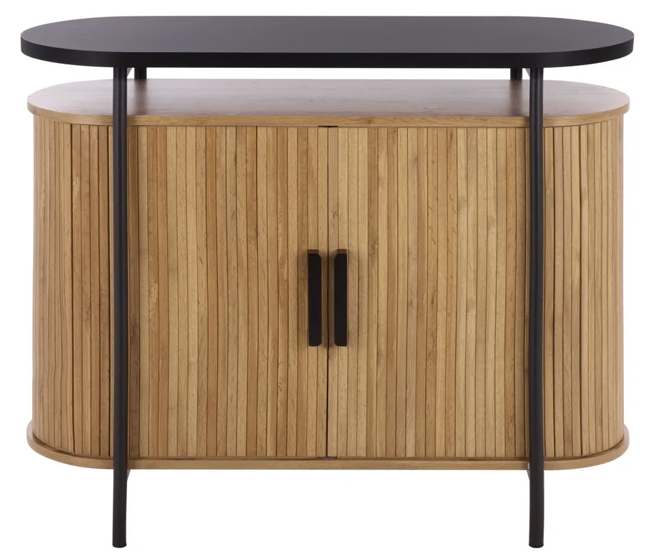 Etka Tambour Compact Sideboard - Oak / Black