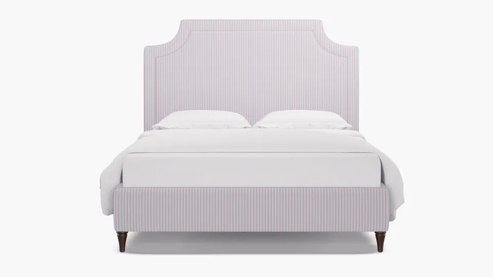 Deco Bed, Pink Classic Ticking Stripe, Espresso Decorative Tapered Leg, Full