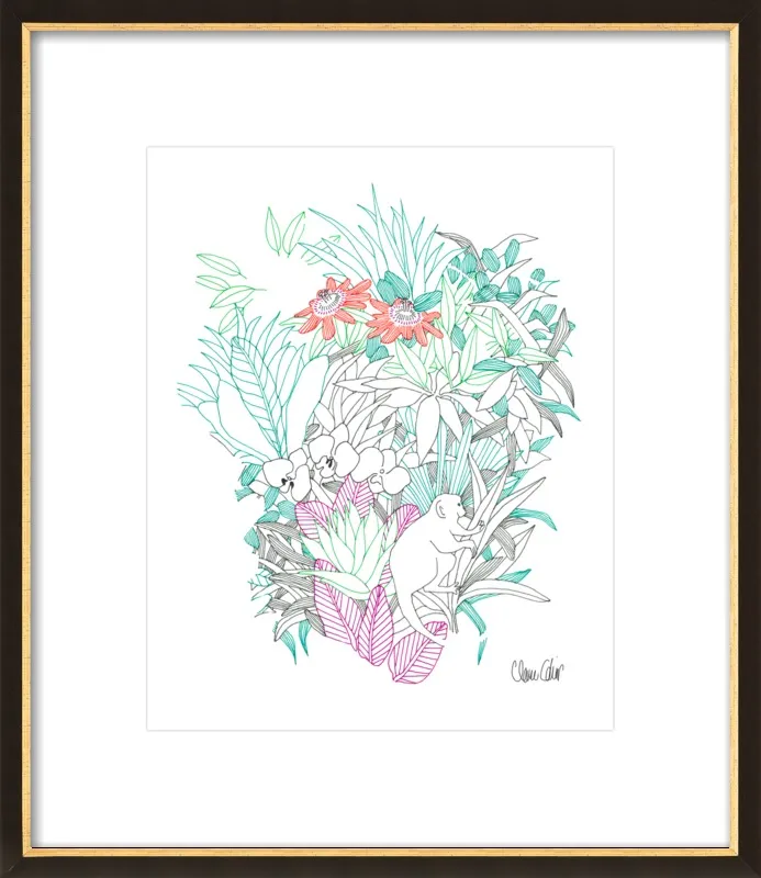 Passionflowers, orchids and the squirrel monkey  by Claire Colin for Artfully Walls