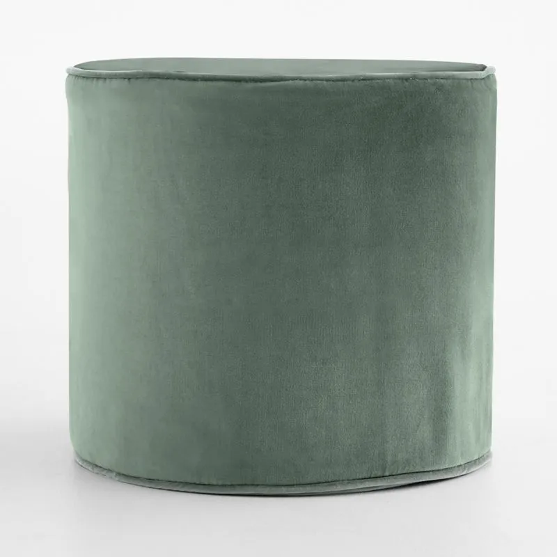 Harriet Pine Green Velvet Round Kids Pouf Cover