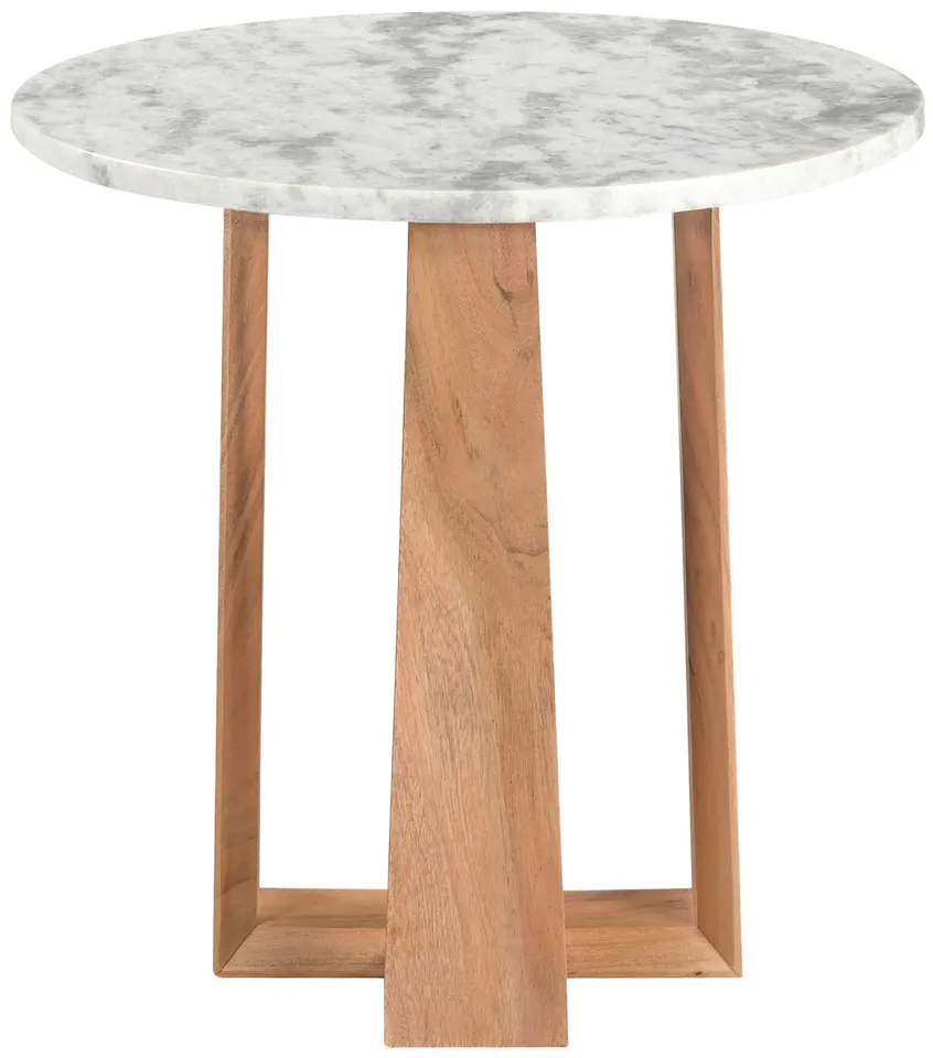 Trenton Marble Top Accent Table - White / Natural