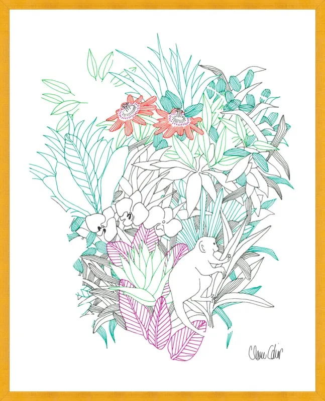Passionflowers, orchids and the squirrel monkey  by Claire Colin for Artfully Walls