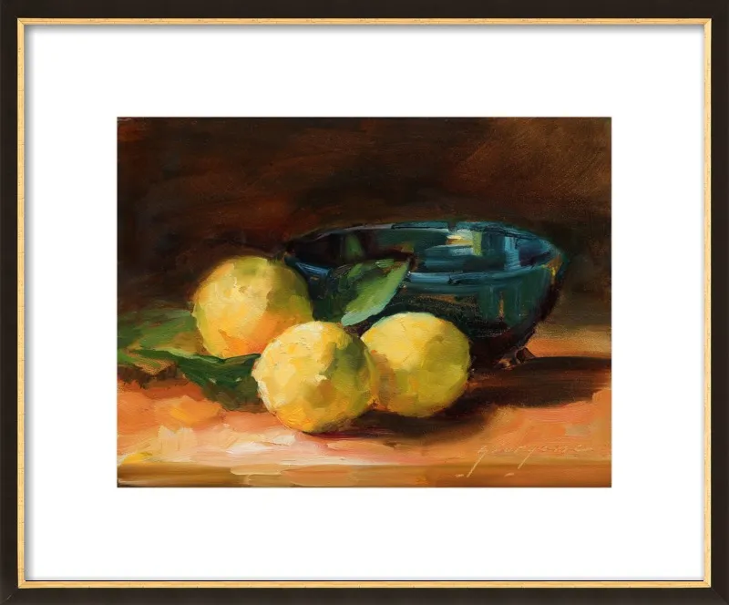 Lemons and Blue Bowl by Georgesse Gomez for Artfully Walls