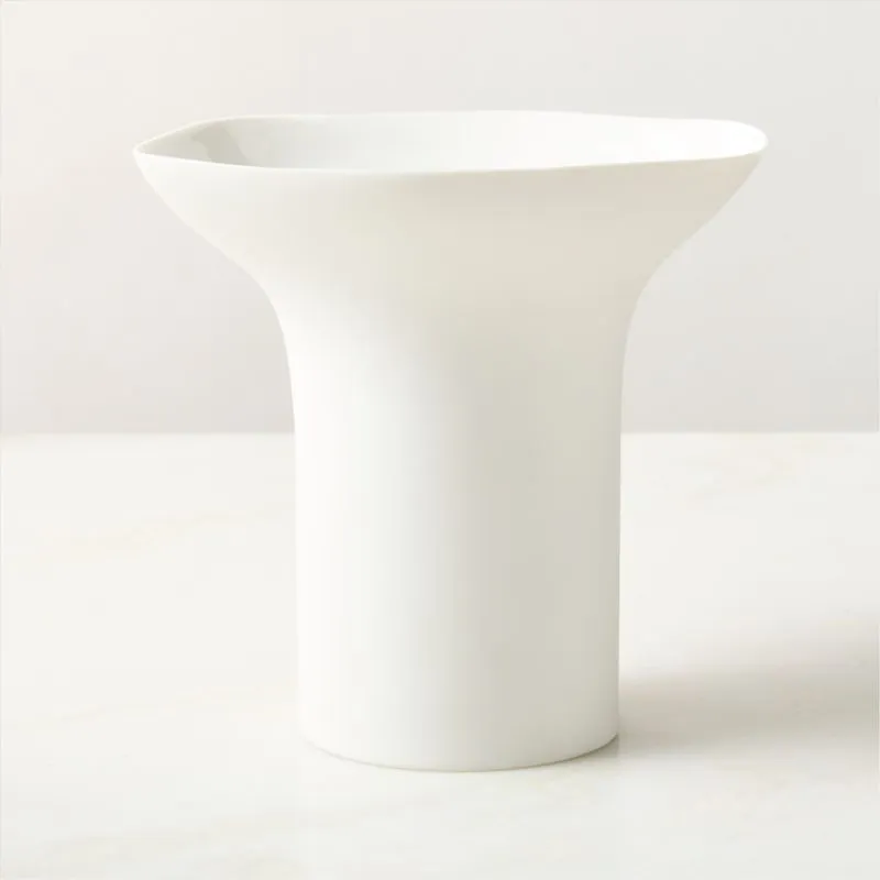 Flora Short White Porcelain Vase