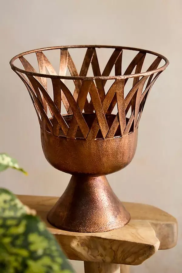 Footed Latticework Urn Planter