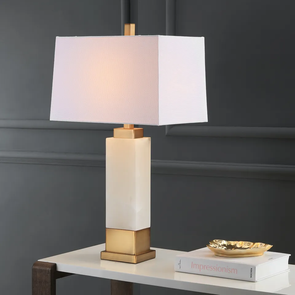 Rozella Alabaster 29.5-Inch High Table Lamp - White/Gold