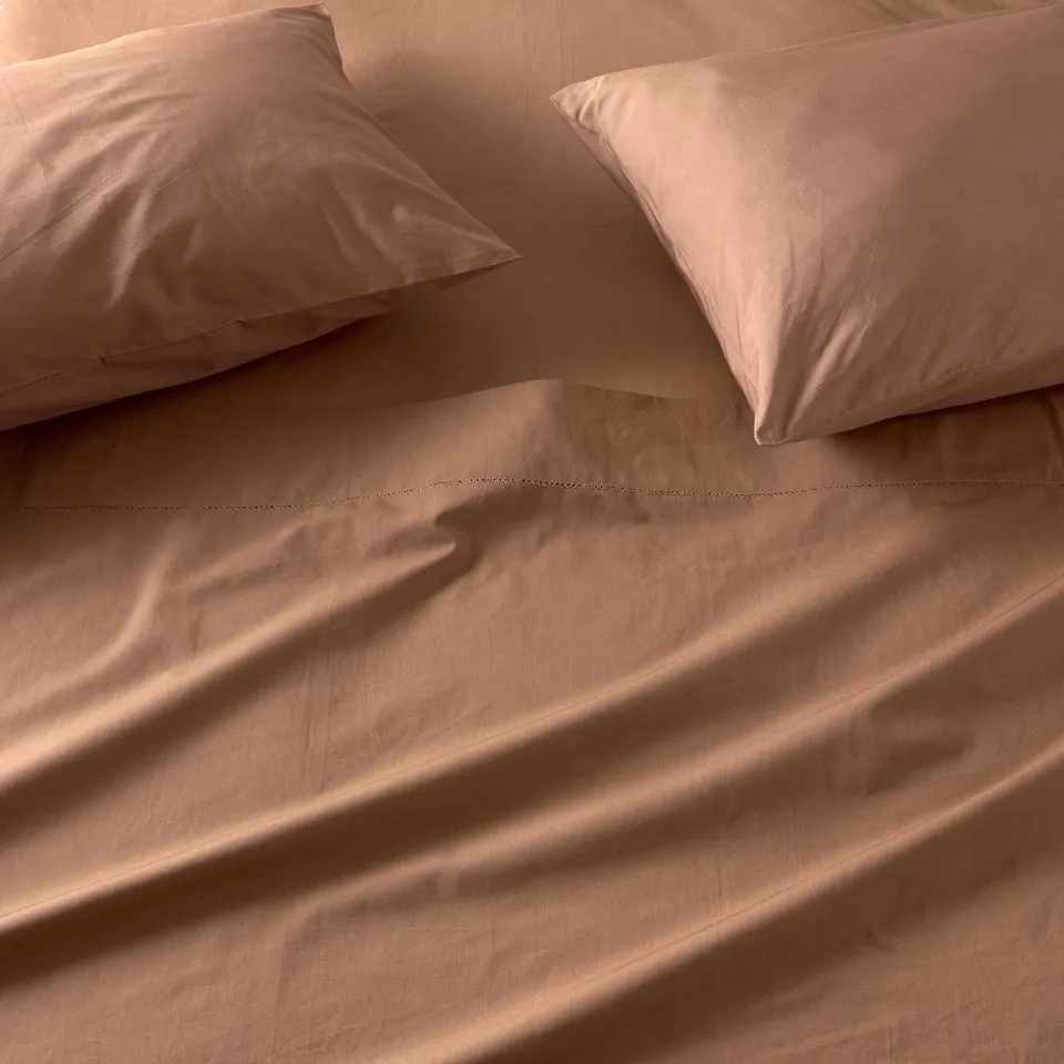 The Citizenry Stonewashed Organic Cotton Percale Bed Sheet Set | Queen | Terracotta