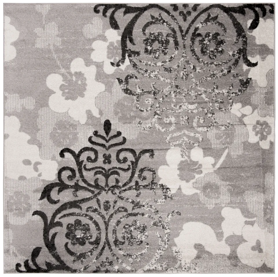 Arlo Home Woven Area Rug, ADR114B, Silver/Ivory,  7' X 7' Square