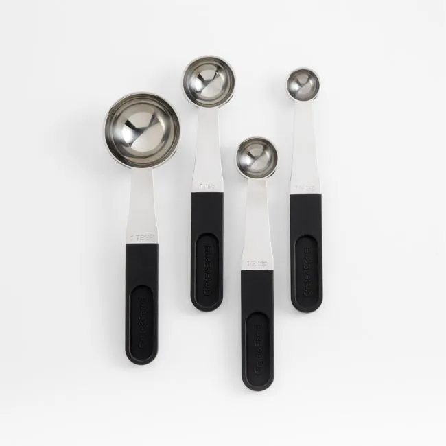 Crate & Barrel Nesting Clip Handle Stainless Steel Measuring Spoons, Set of 4