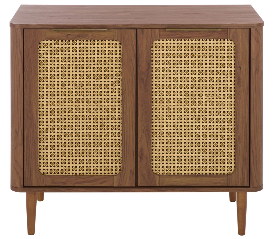 Brey 2 Door Compact Sideboard - Walnut / Brass