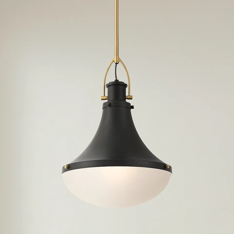 Possini Euro Petra 12 1/4"W Matte Black Soft Gold Mini Pendant Light