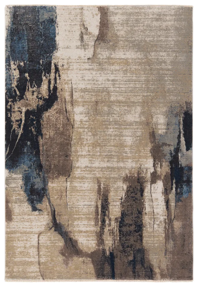 Nikki Chu by Goewin SBC13 Abstract Tan Area Rug (7'6"x9'6")