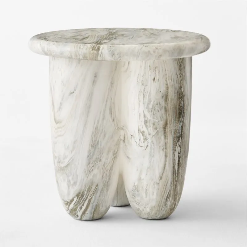 Cova Round Marbled Resin Indoor/Outdoor Side Table