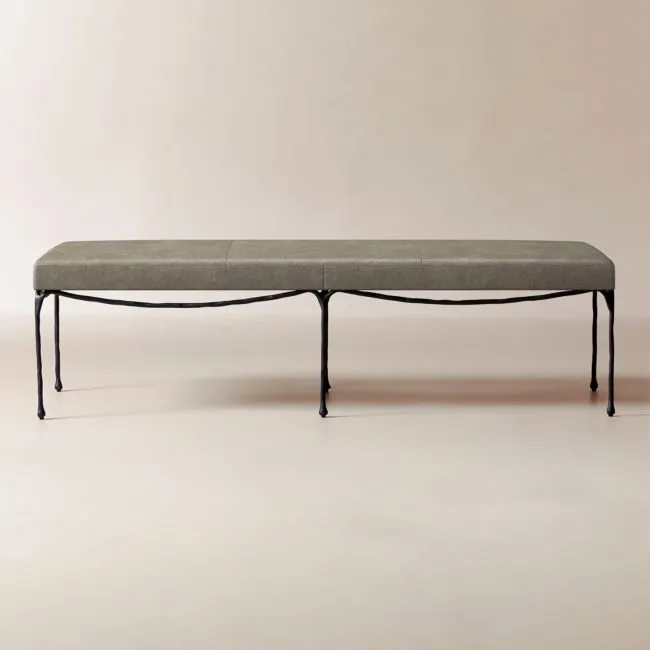 Journey 60" Leather Bench Bello Grey