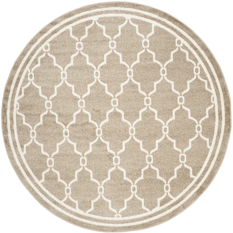 Arlo Home Indoor/Outdoor Woven Area Rug, AMT414S, Wheat/Beige,  7' X 7' Round