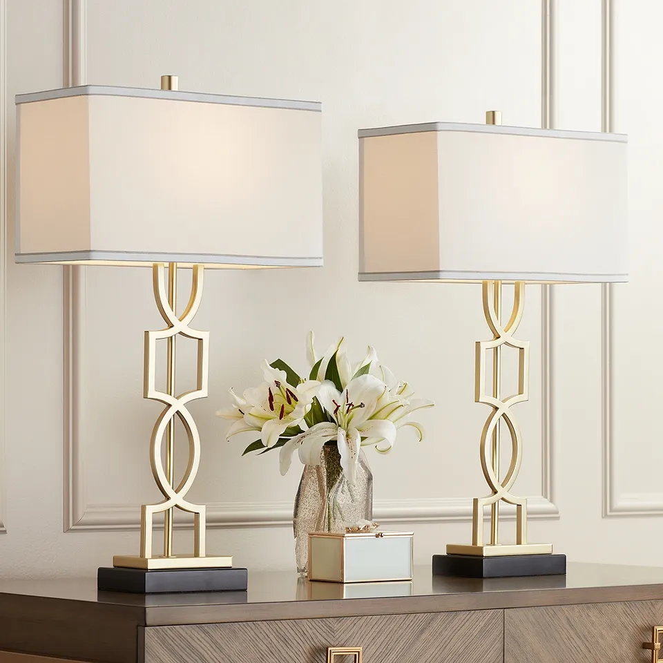 Possini Euro Evan 28 1/4" Gold Modern Luxe Table Lamps Set of 2