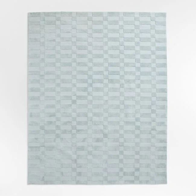 Geo Checker Morning Blue Performance Kids Area Rug 5'x8'