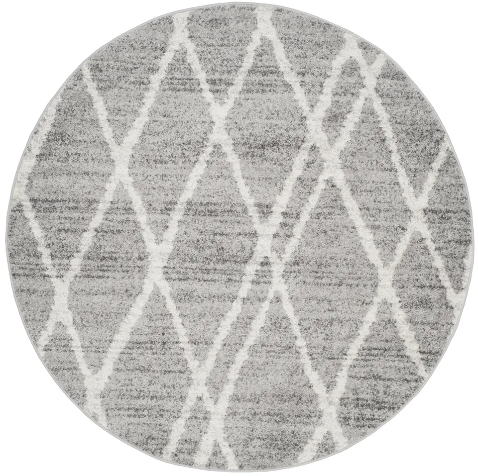 Arlo Home Woven Area Rug, ADR128B, Ivory/Silver,  6' X 6' Round