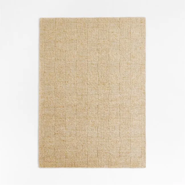 Chunky Squares Wool and Polyester Beige Kid's Performance Rug 9'x12'