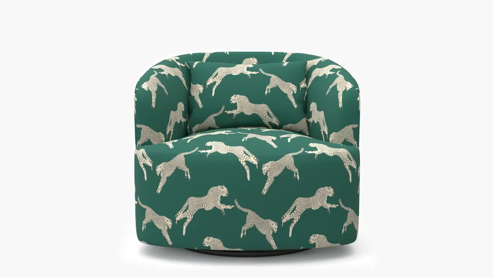 Deco Swivel Chair, Polo Green Cheetah