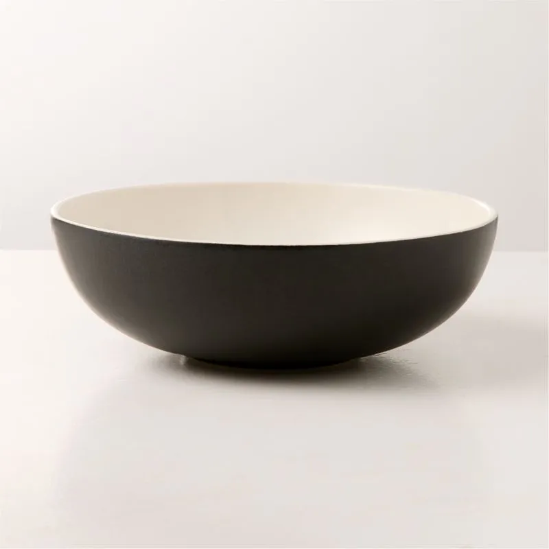Barchan Black and Warm White Stoneware Pasta Bowls Set of 6 by Kravitz Design