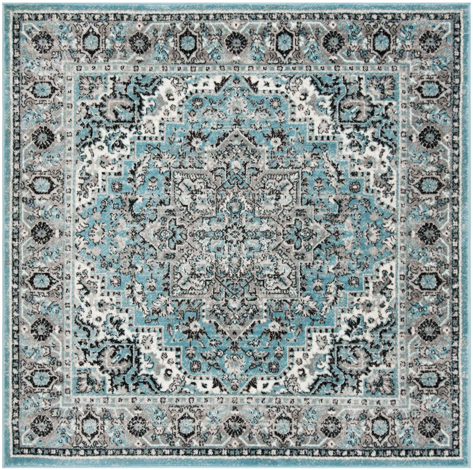 Arlo Home Woven Area Rug, SKY126M, Blue/Ivory,  6' 7" X 6' 7" Square