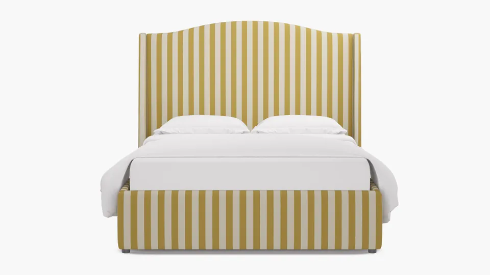 Curved Wingback Bed, Citrine Cabana Stripe, Full