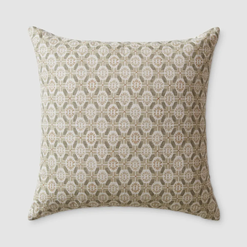 The Citizenry Ayana Block Print Pillow | 22" x 22" | Sage