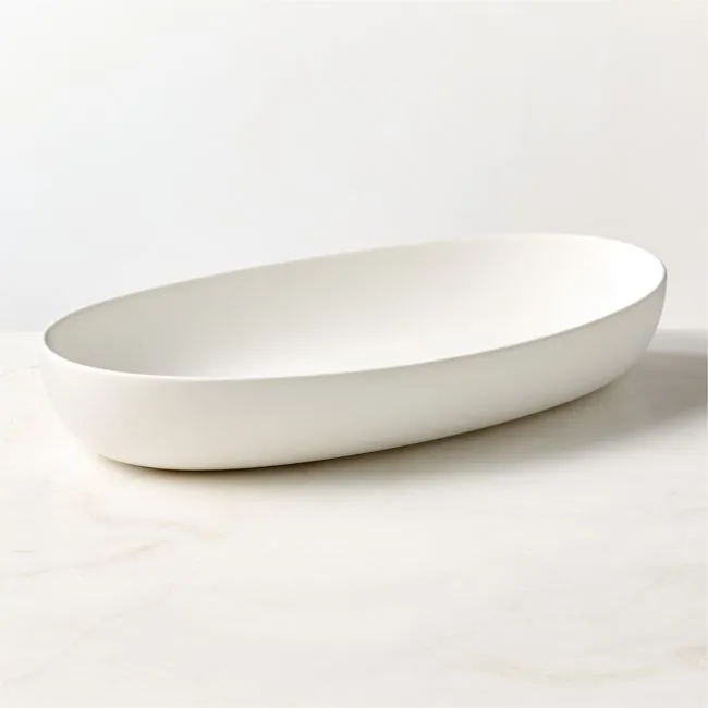 Mori Matte White Oval Serving Bowl Extra Large