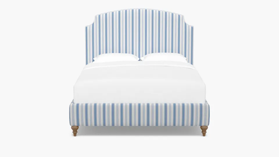 Cove Bed, Cornflower Regency Stripe, Natural Traditional Turned Leg, Twin