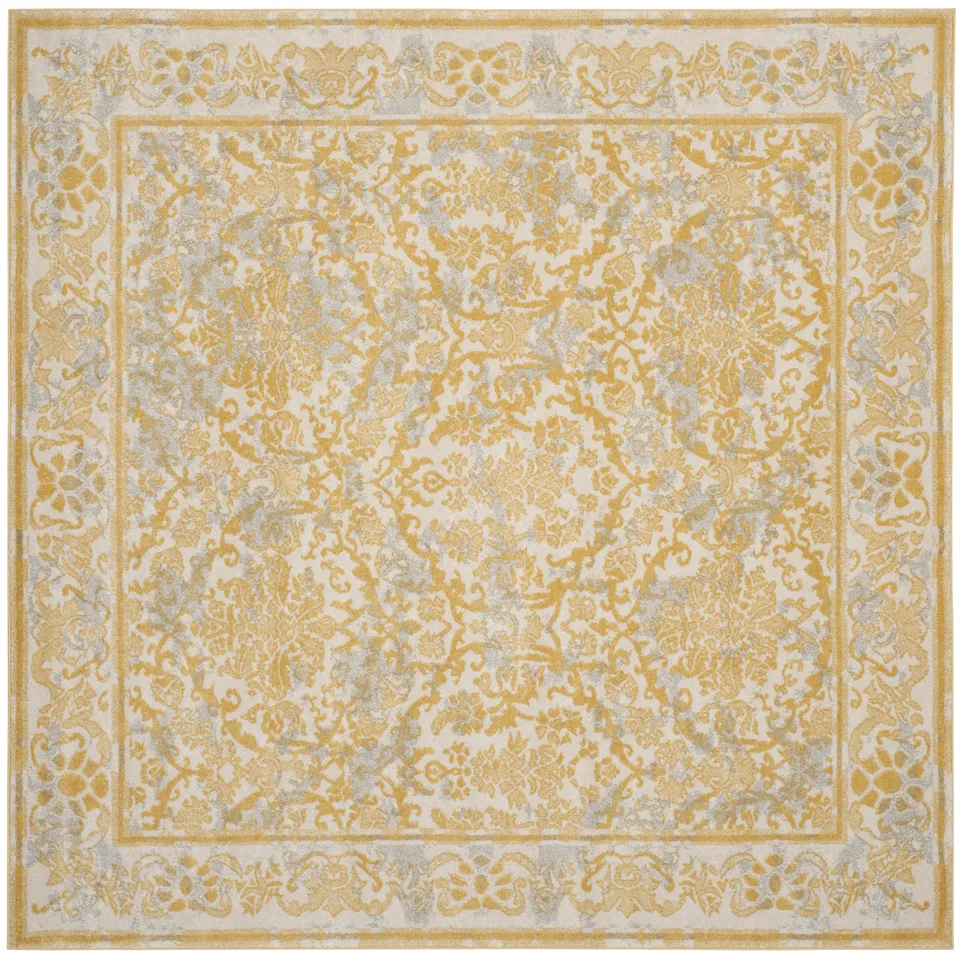 Arlo Home Woven Area Rug, EVK242S, Ivory/Gold,  6' 7" X 6' 7" Square