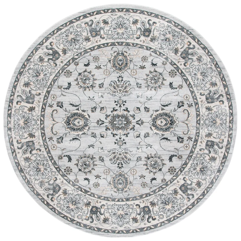 Arlo Home Power Loomed Area Rug, ISA940G, Light Grey/Cream, 6'7" X 6'7" Round