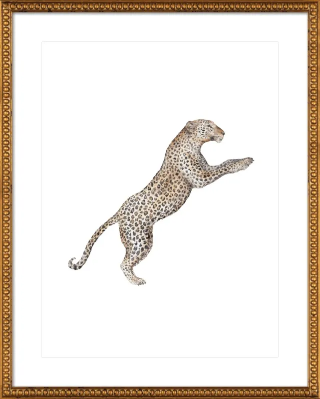 Leaping Leopard Watercolor by Lauren Rogoff for Artfully Walls